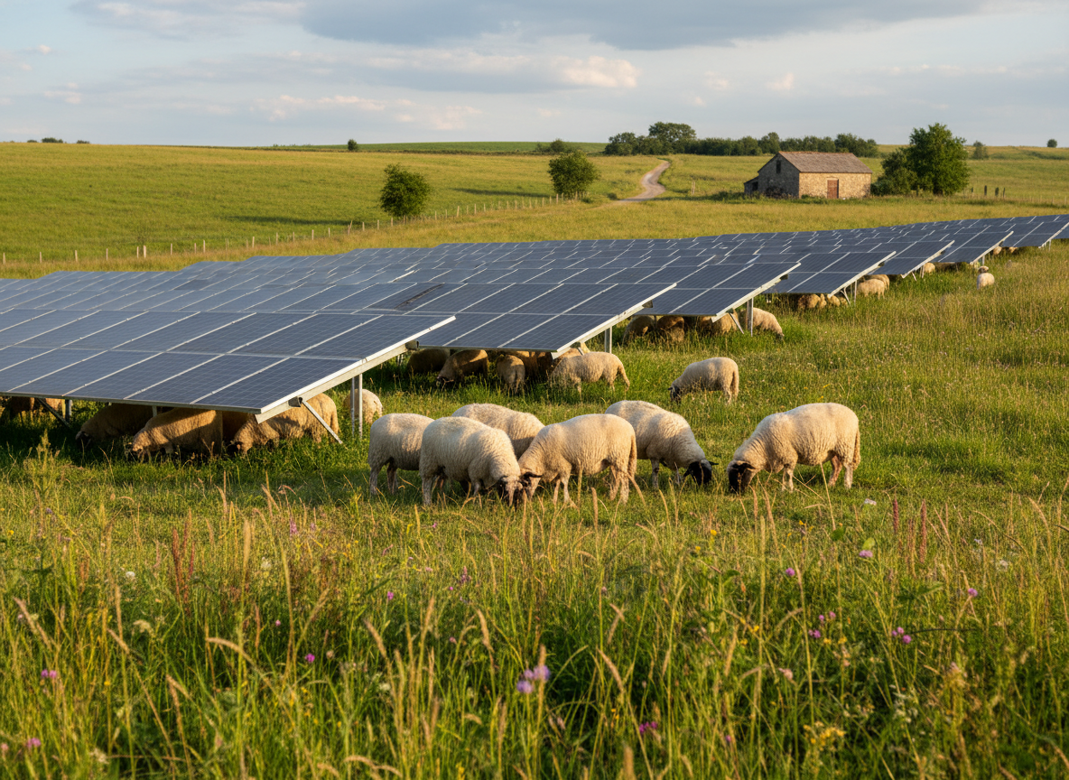 Phasenwerk BürgerSolar: Freiflächenanlage mit Schafen.